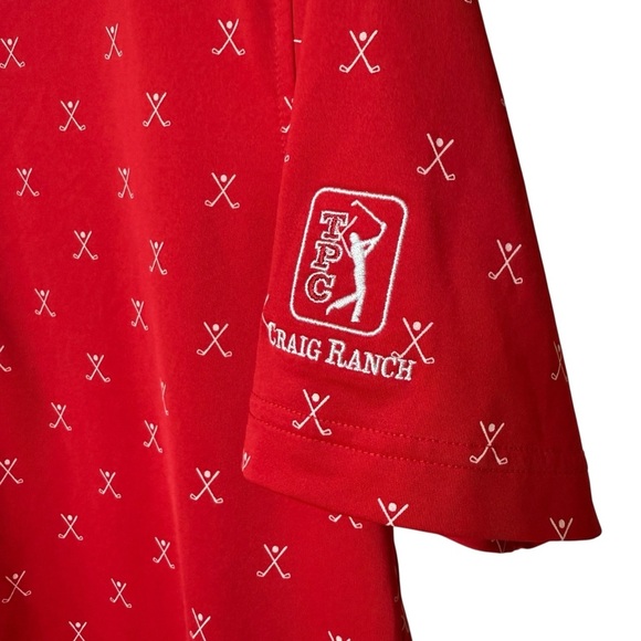 FootJoy Kids XL Red Golf Polo Shirt TPC Craig Ranch All Over Print Short Sleeve - Picture 3 of 7